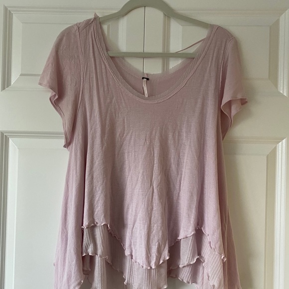 free people light pink ruffle tee - Picture 2 of 4
